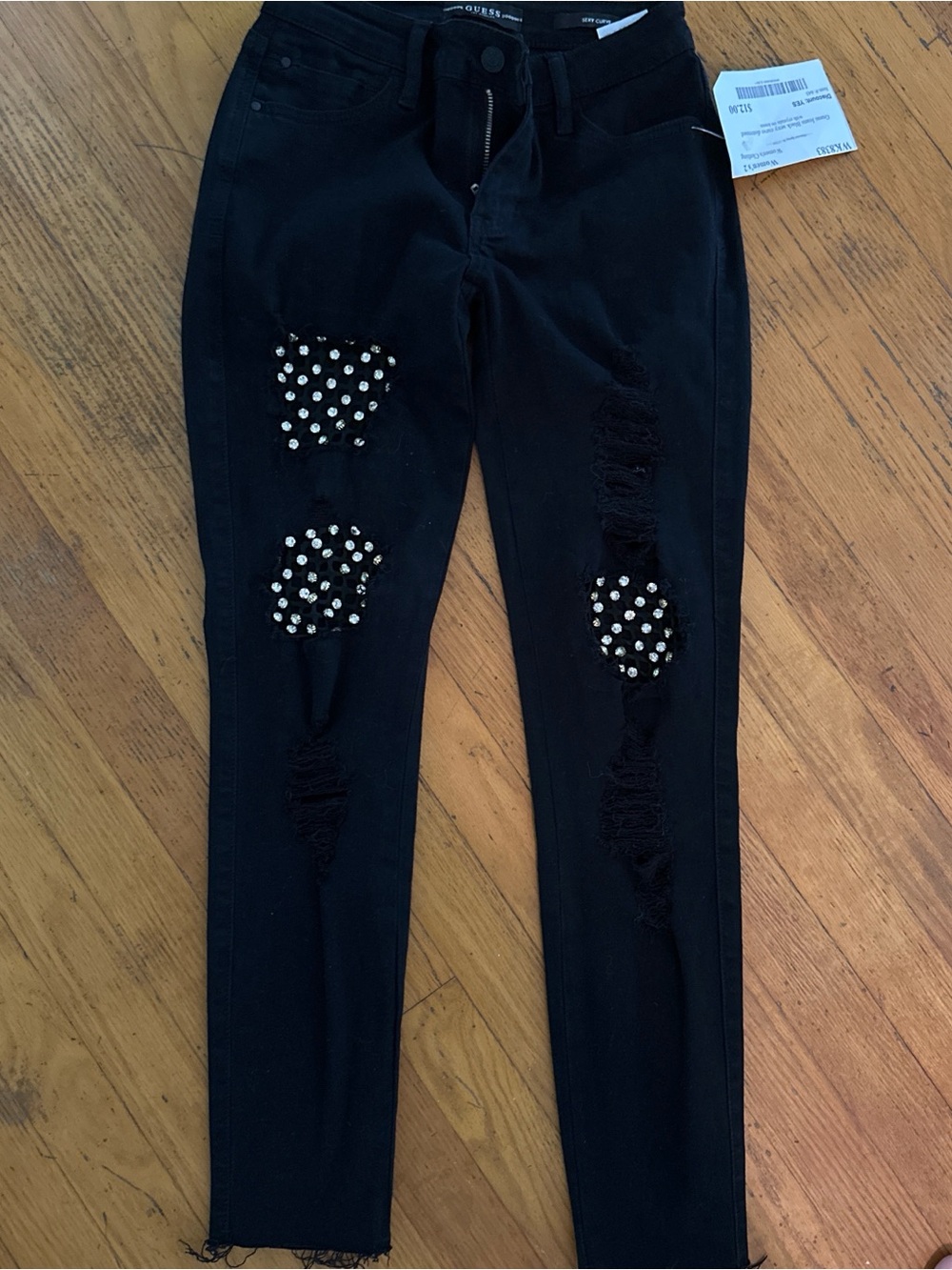 Guess Black Skinny Jeans with Studded Embellishments